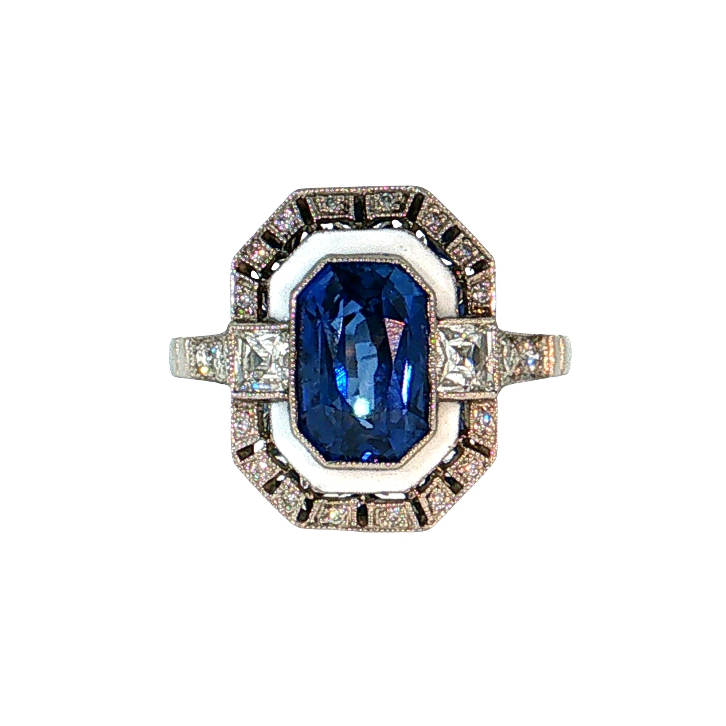 3.05 Cushion Sapphire & Diamond Cocktail Ring Platinum