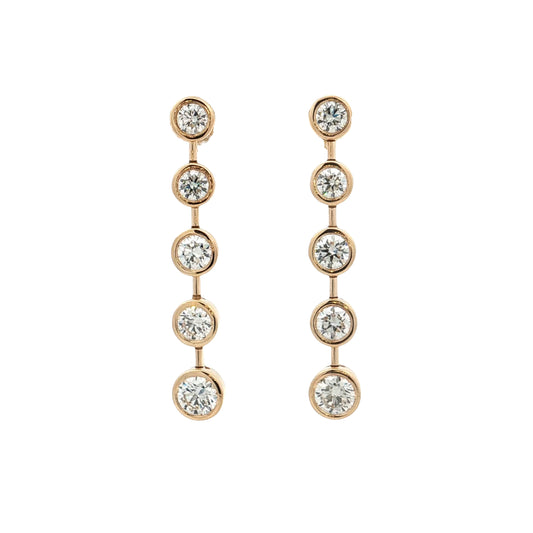 3.07 Diamond Drop Earrings in 18k Yellow Gold