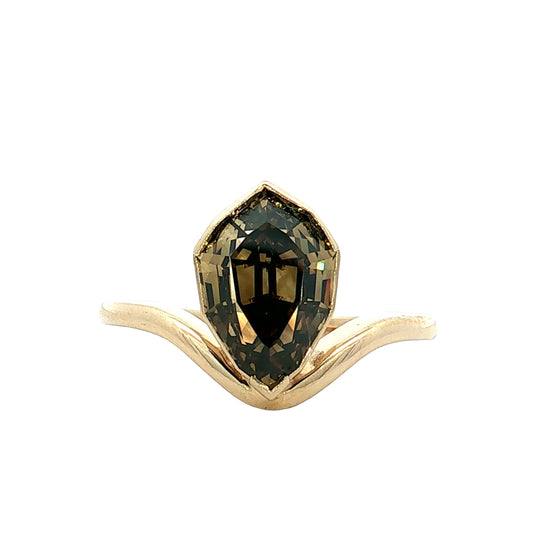 3.07 Pear Step Cut Diamond Engagement Ring 14k