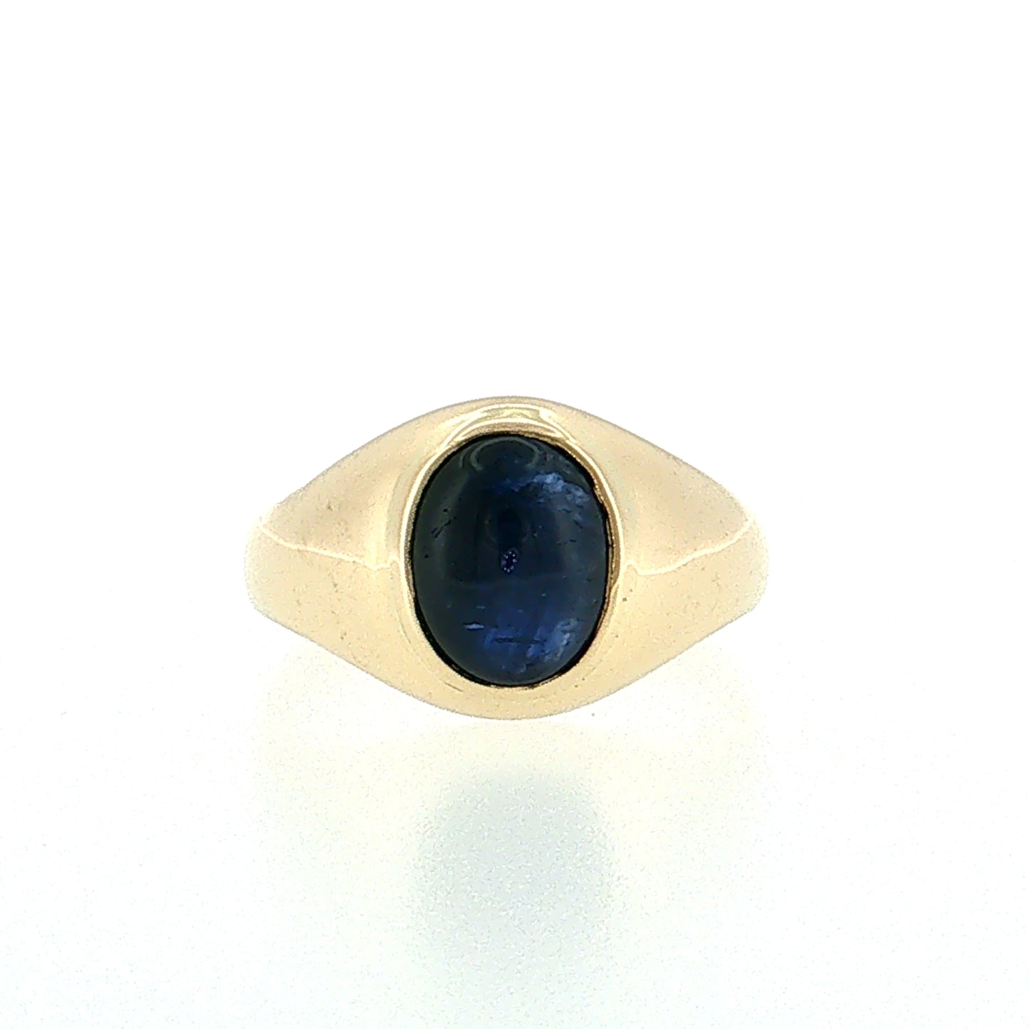 3.10 Blue Sapphire Cabochon Men's Ring 14k