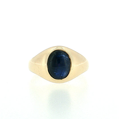 3.10 Blue Sapphire Cabochon Men's Ring 14k