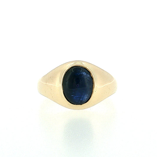 3.10 Blue Sapphire Cabochon Men's Ring 14k