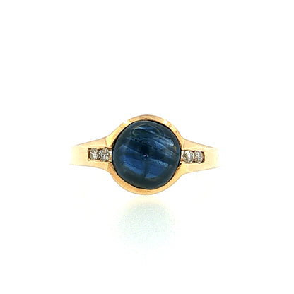 3.11 Star Sapphire Cocktail Ring 14k Yellow Gold