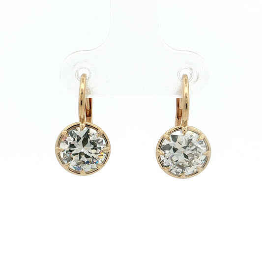 3.14 Old European Diamond Drop Earrings 14k
