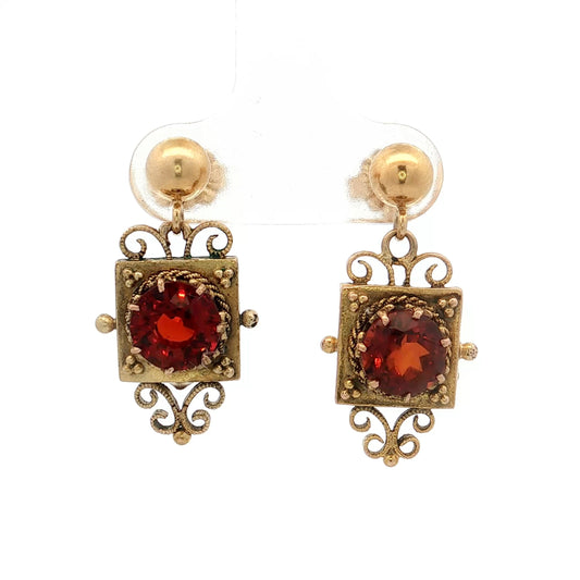 3.18 Antique Victorian Garnet Drop Earrings 14k