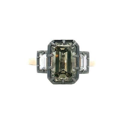 3.18 GIA Fancy Greenish Brown Diamond Engagement Ring 14k