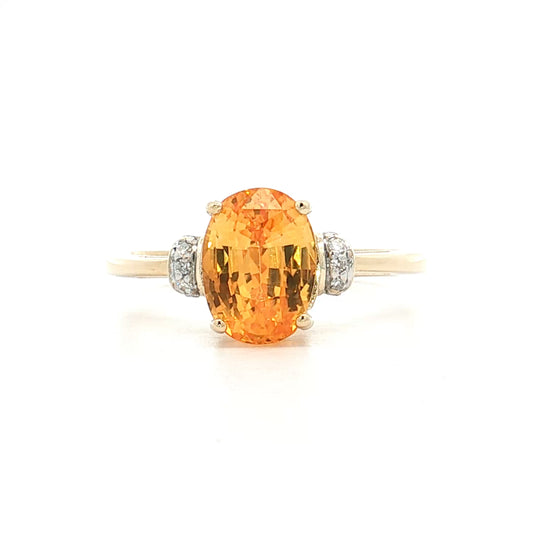 3.18 Oval Orange Sapphire Engagement Ring Two-Tone 14k