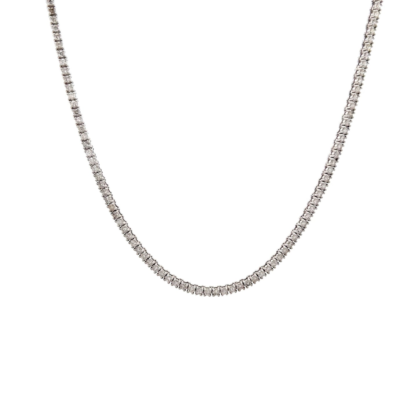 3.20 Round Diamond Tennis Necklace in 14k White Gold