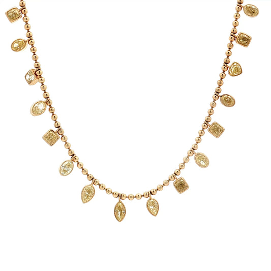 3.21 Fancy Yellow Mixed Diamond Drop Necklace 18k