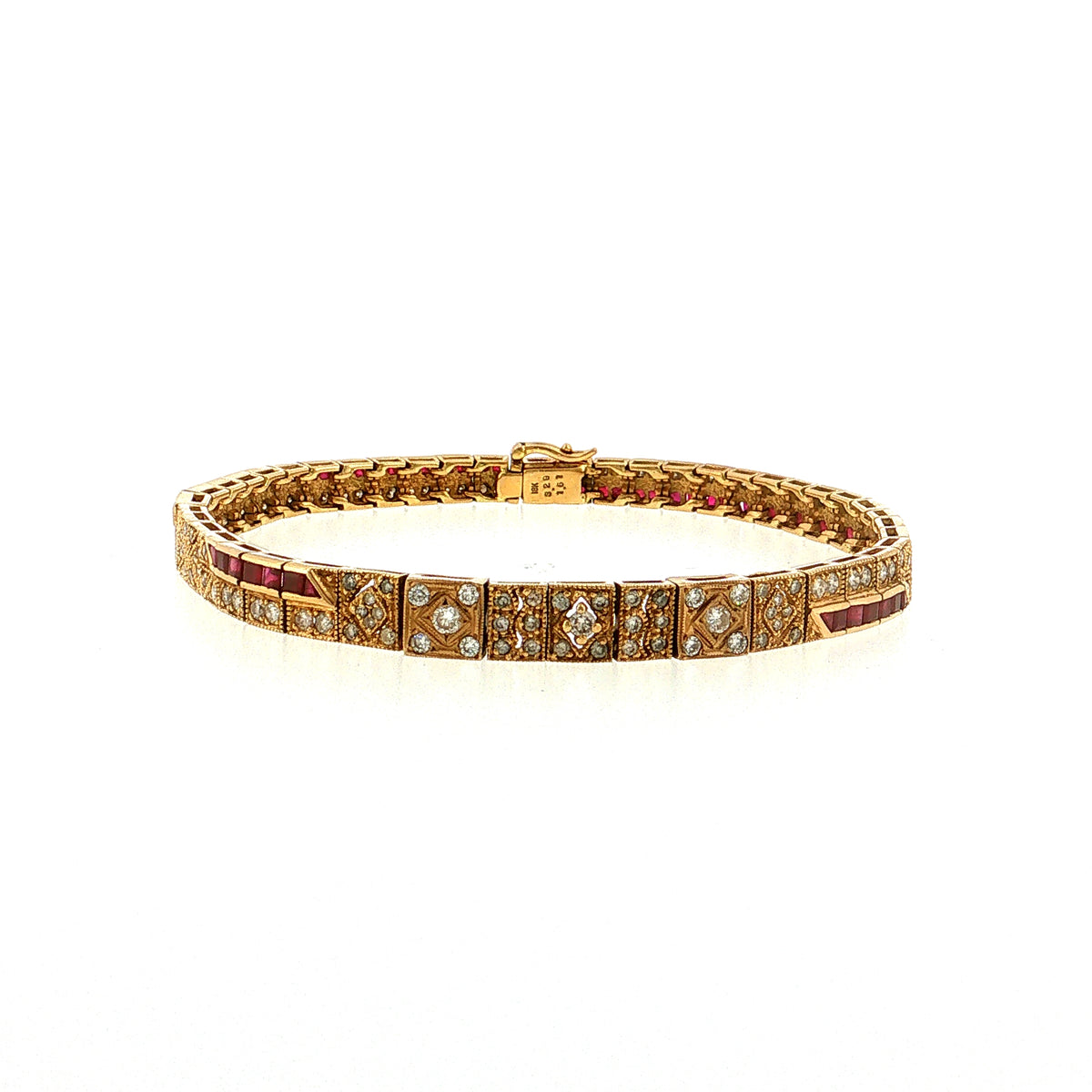 3.29 Diamond & Ruby Bracelet 18k Yellow Gold