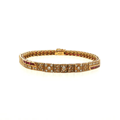 3.29 Diamond & Ruby Bracelet 18k Yellow Gold