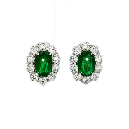 3.35 Emerald & Diamond Stud Earrings Platinum