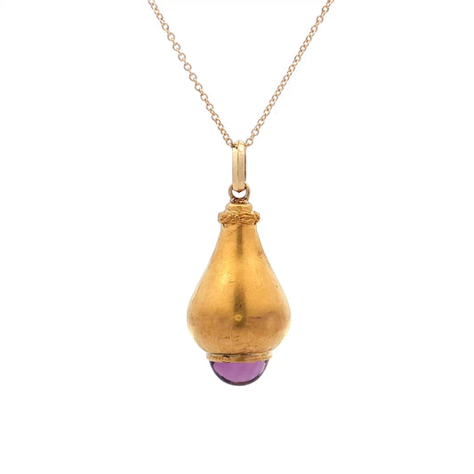 3.37 Antique Victorian Amethyst Pendant Necklace 14k