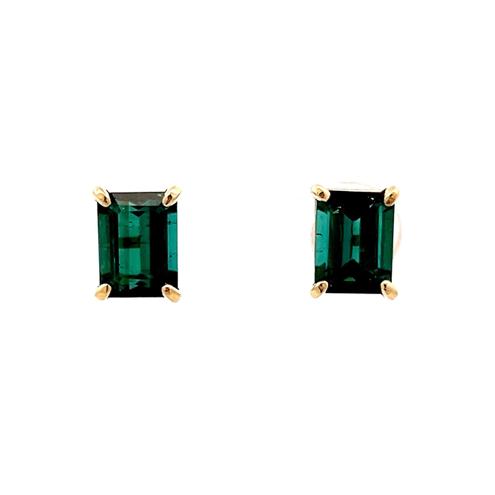 3.40 Indicolite Tourmaline Stud Earrings in 14k