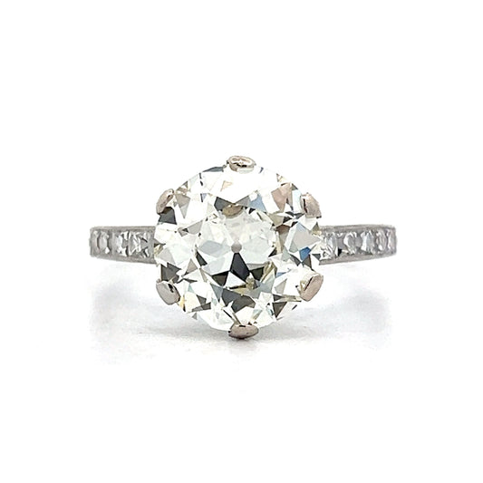 3.49 Vintage Deco Diamond Engagement Ring in Platinum