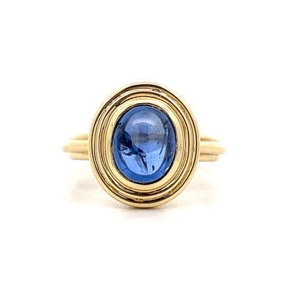 3.53 Cabochon Sapphire Cocktail Ring 18k Yellow Gold