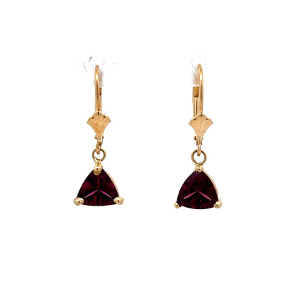 3.58 Trillion Garnet Drop Earrings in 14k Yellow Gold