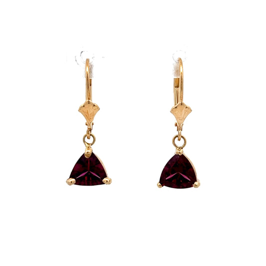 3.58 Trillion Garnet Drop Earrings in 14k Yellow Gold