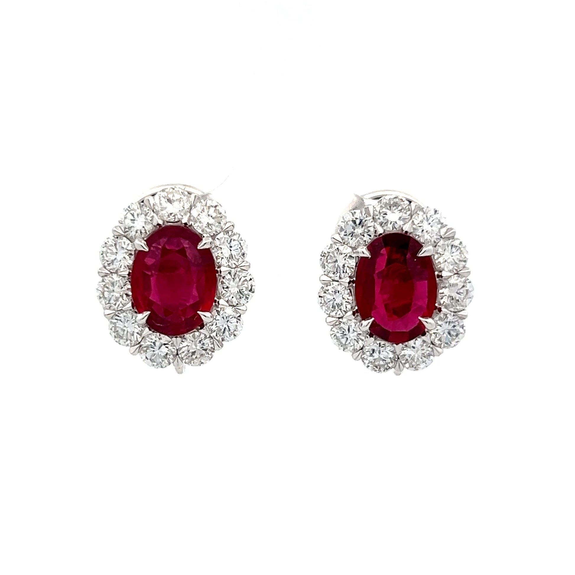 3.67 Ruby & Diamond Stud Earrings in Platinum