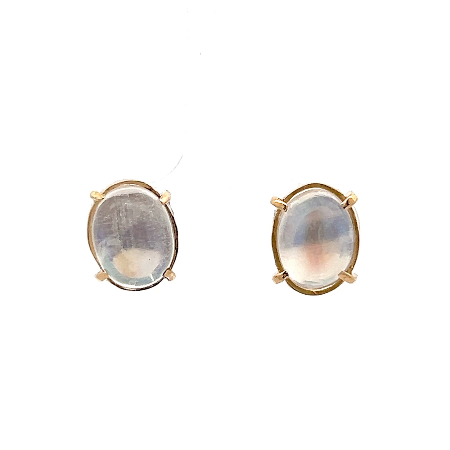3.74 Oval Cabochon Moonstone Stud Earrings 14k