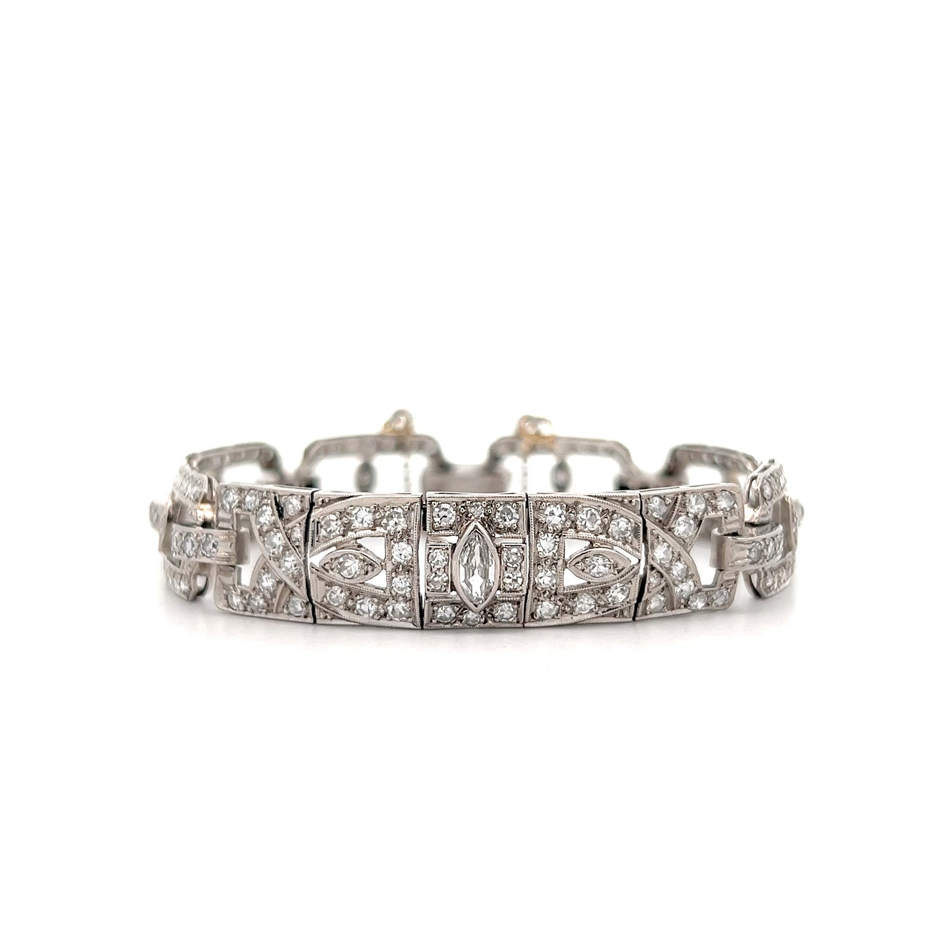 3.75 Antique Art Deco Diamond Bracelet Platinum