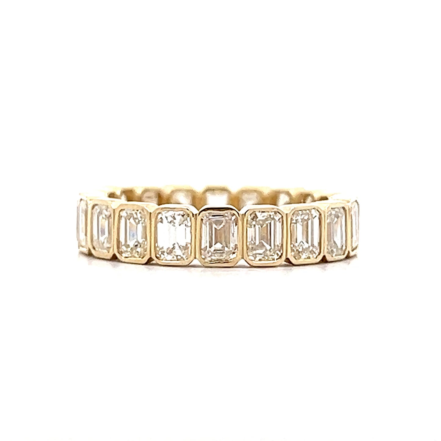 3.75 Bezel Emerald Cut Diamond Eternity Band 14k