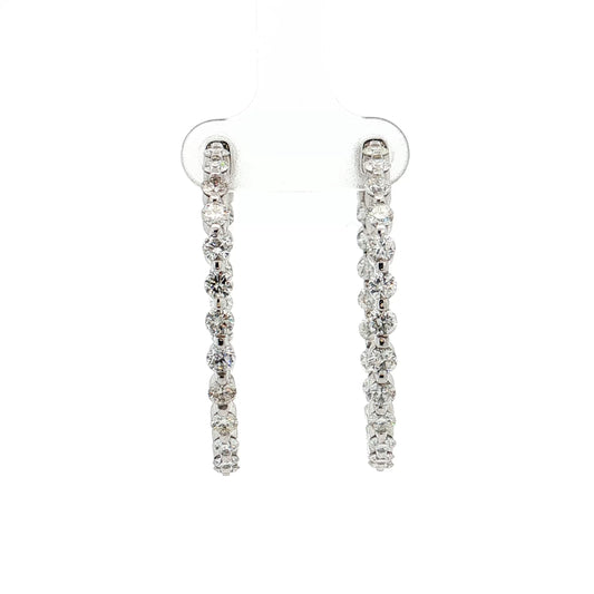 3.75 Inside-Out Diamond Hoop Earrings 14k White Gold