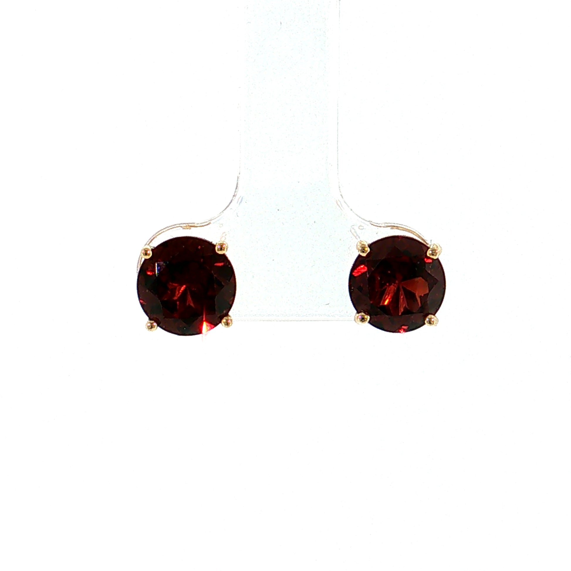 3.76 Round Garnet Stud Earrings 14k Yellow Gold