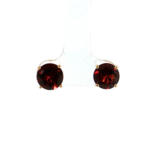 3.76 Round Garnet Stud Earrings 14k Yellow Gold