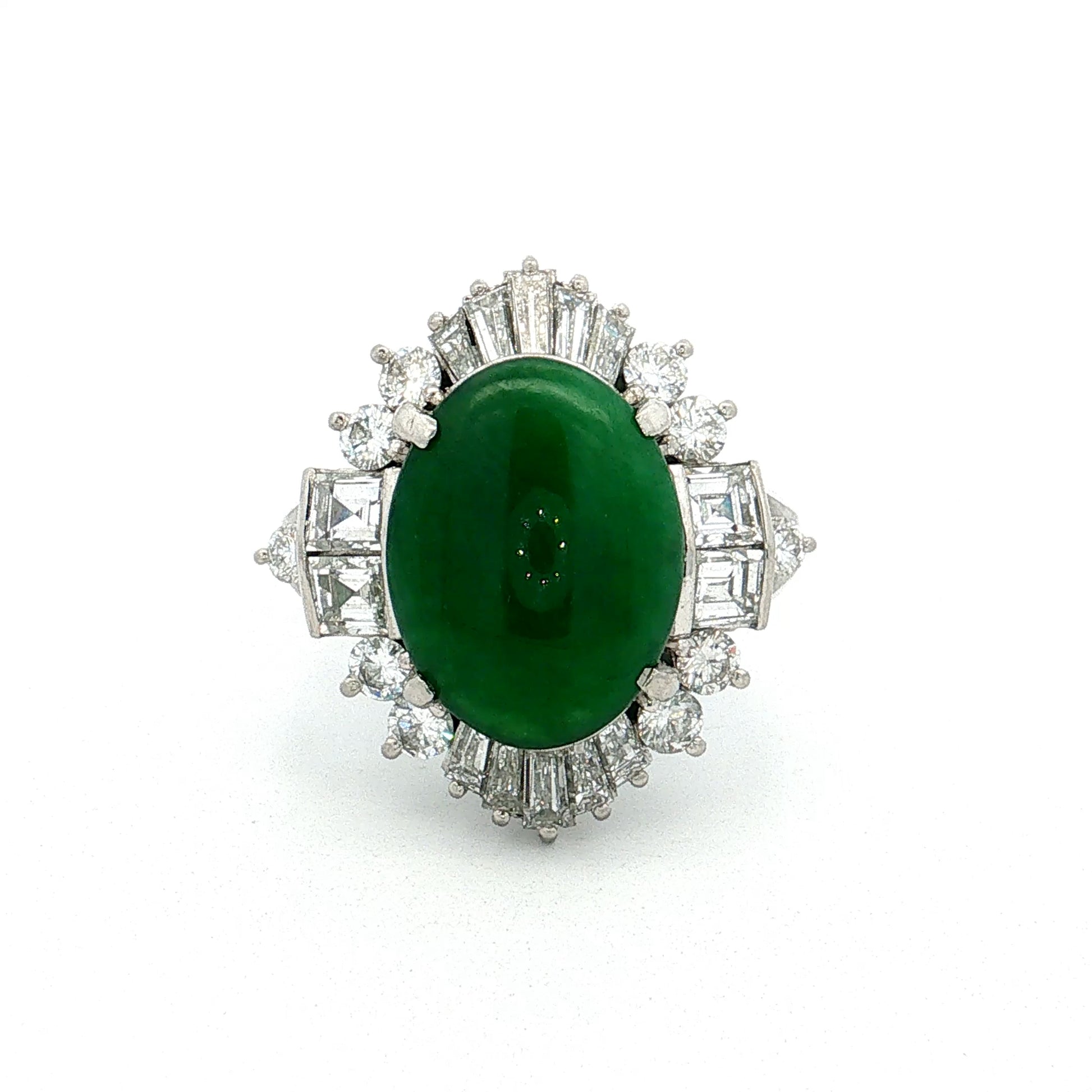 3.77 Jadeite & Diamond Ballerina Ring Platinum