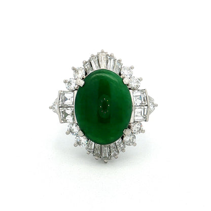 3.77 Jadeite & Diamond Ballerina Ring Platinum
