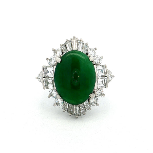 3.77 Jadeite & Diamond Ballerina Ring Platinum