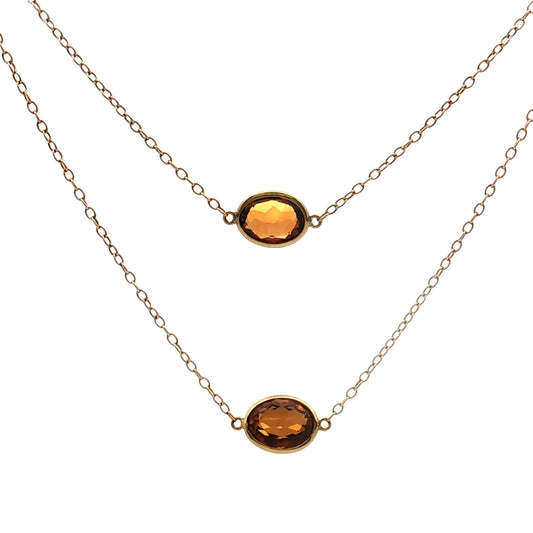 32.50 Citrine Statement Necklace 14k Yellow Gold