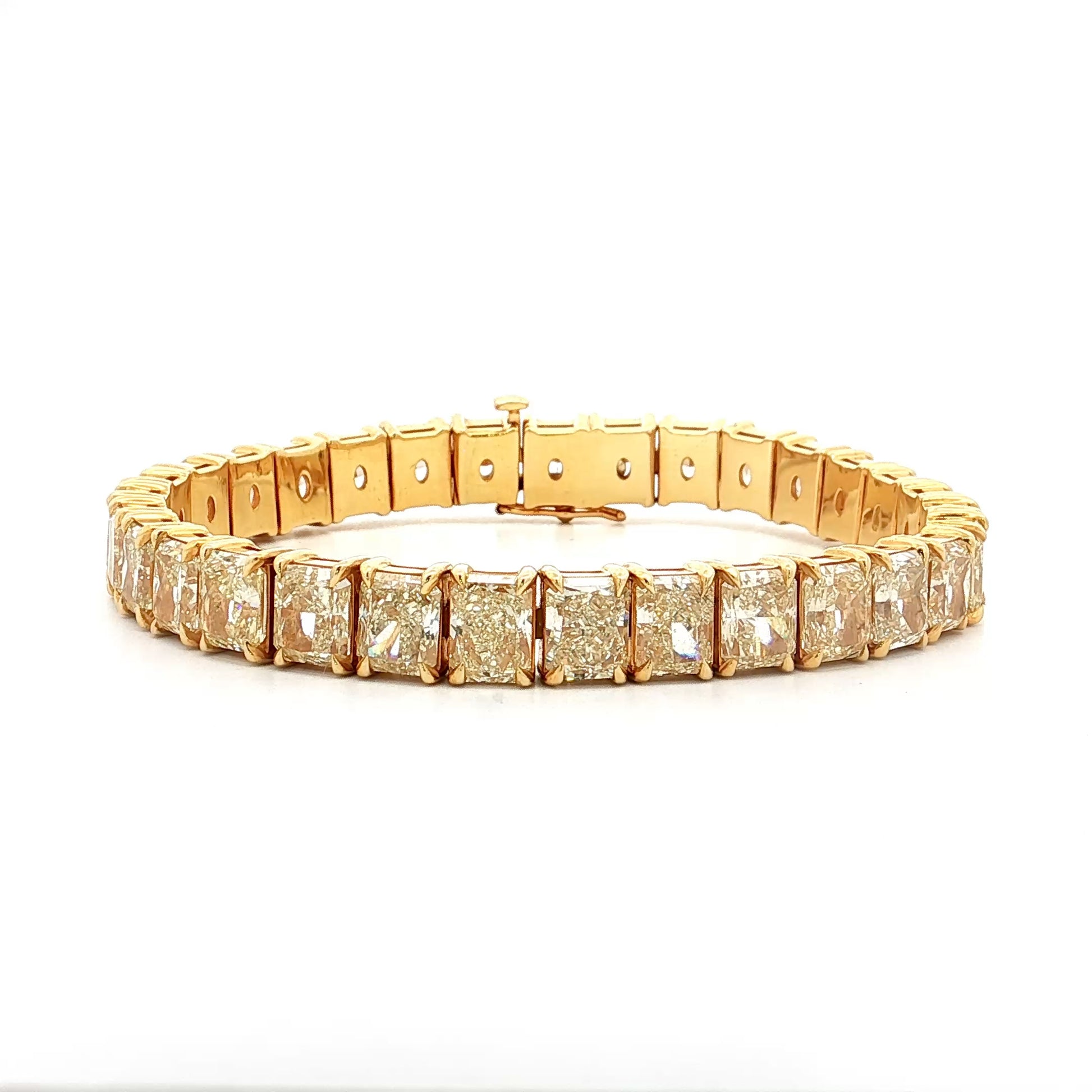 32.63 Radiant Diamond Tennis Bracelet 18k Yellow Gold