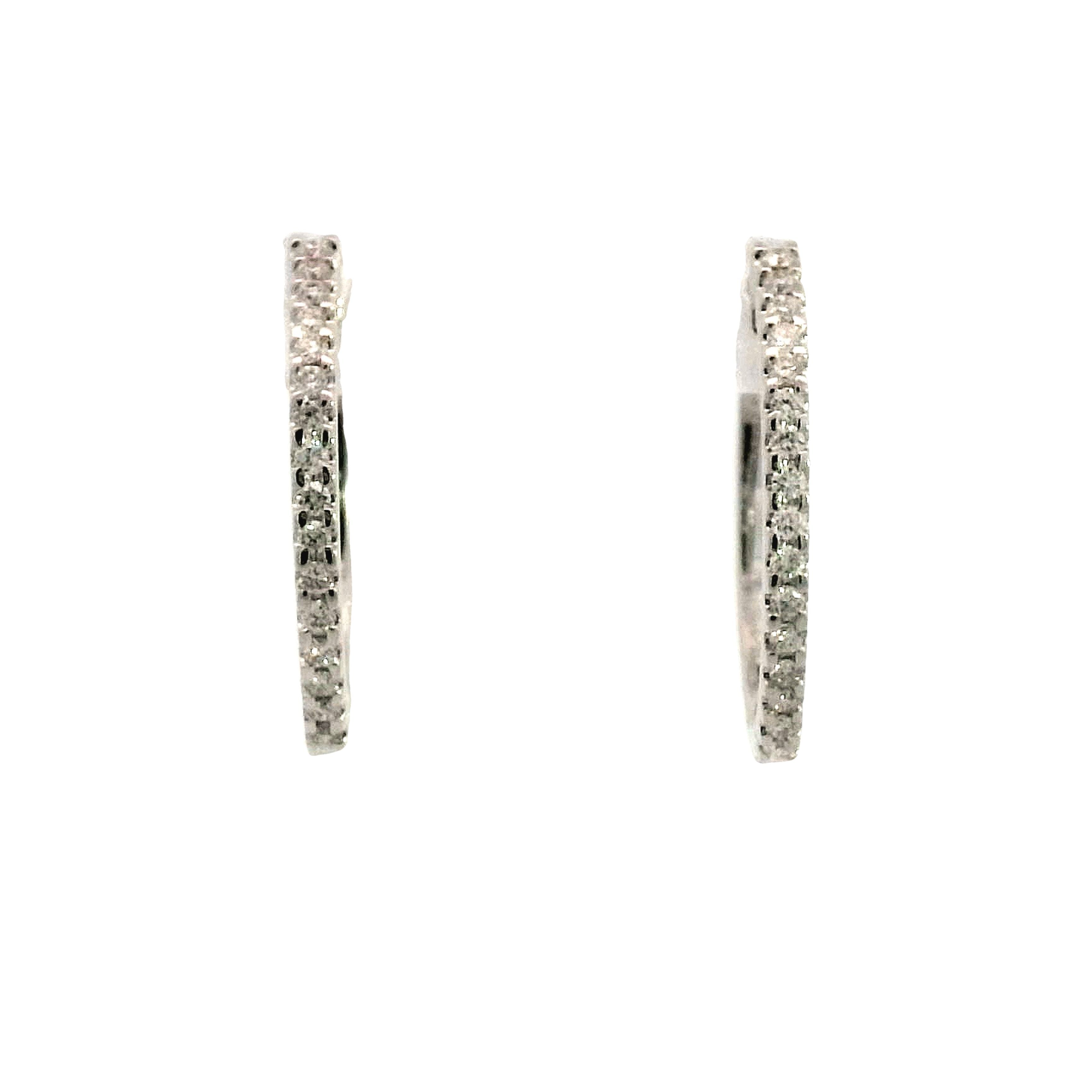 14k White Gold Diamond Shaped online Hoop Earrings