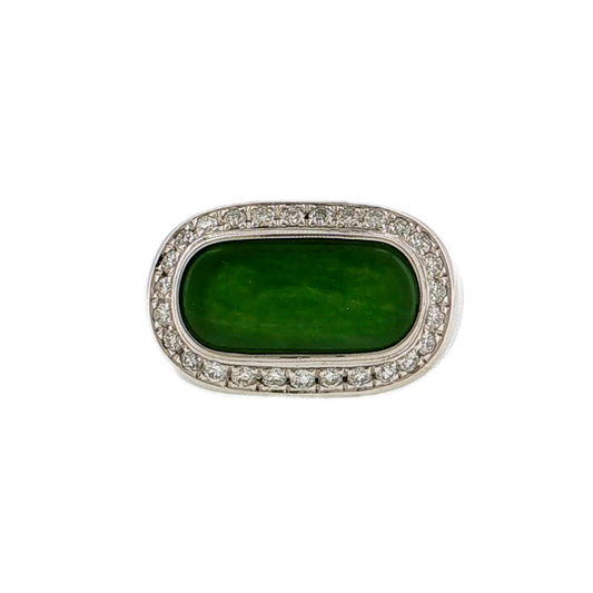 1.44 Green Jade & Diamond Cocktail Ring Platinum