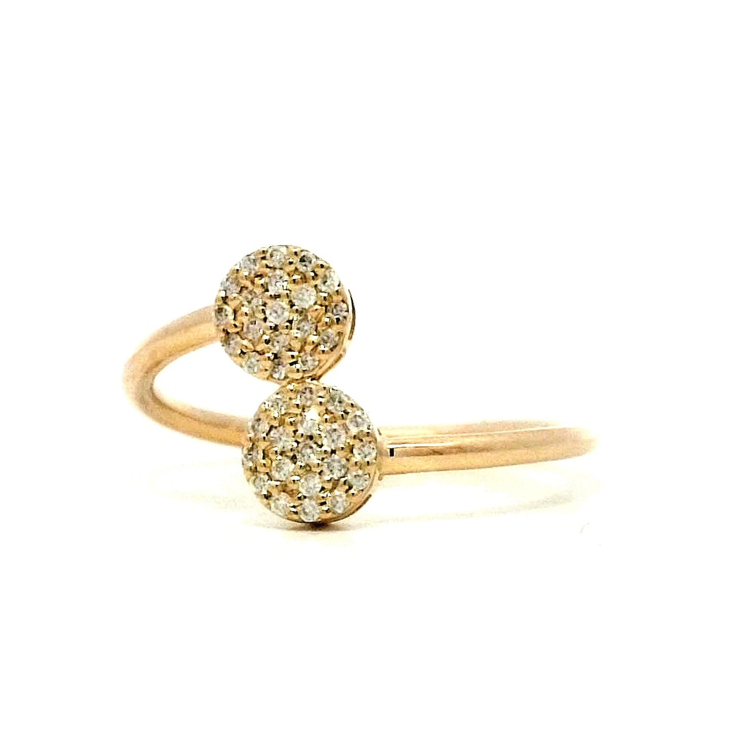 .14 Pave Diamond Toi Et Moi Ring in 14k Yellow Gold