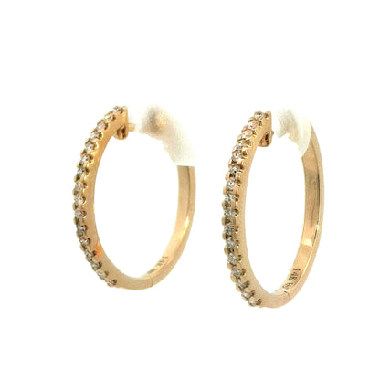 .28 Diamond Hoop Earrings in 14k Yellow Gold