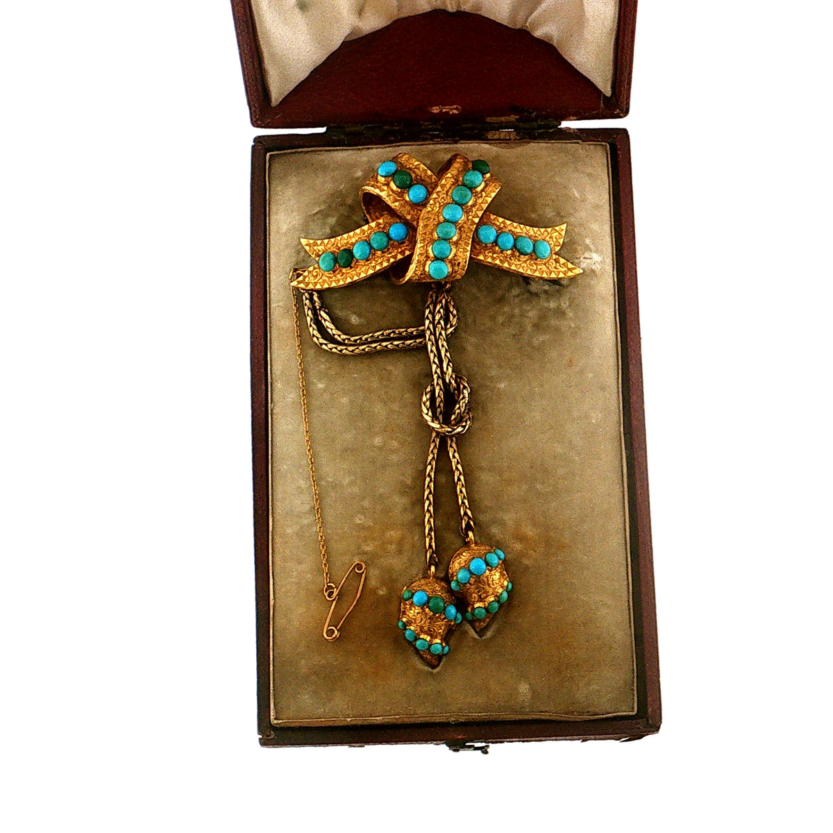 Hunt & Roskell Antique Victorian Turquoise Mourning Brooch 18k