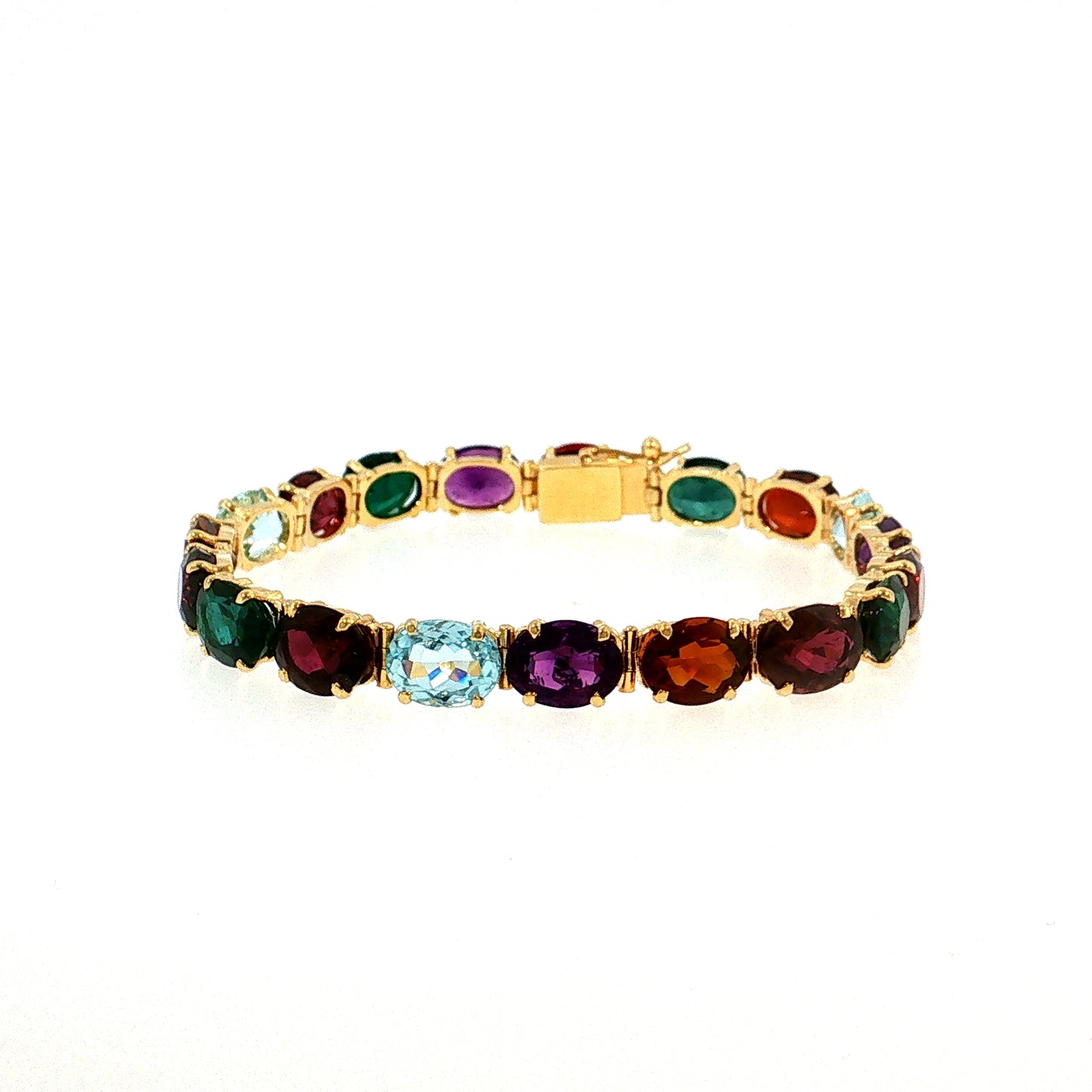 37.25 Multi-Gemstone Oval Bracelet 18k Yellow Gold