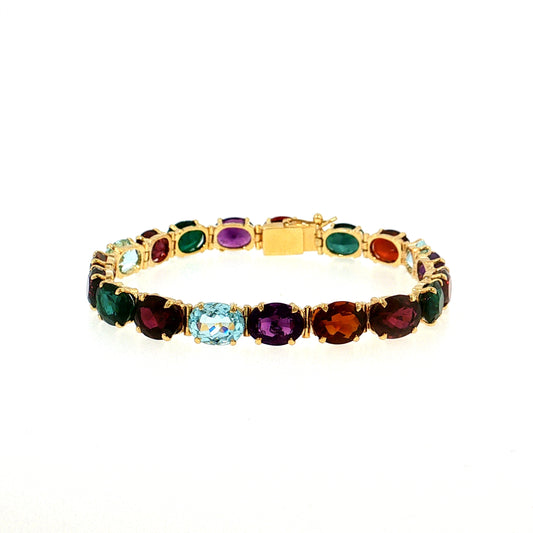 37.25 Multi-Gemstone Oval Bracelet 18k Yellow Gold
