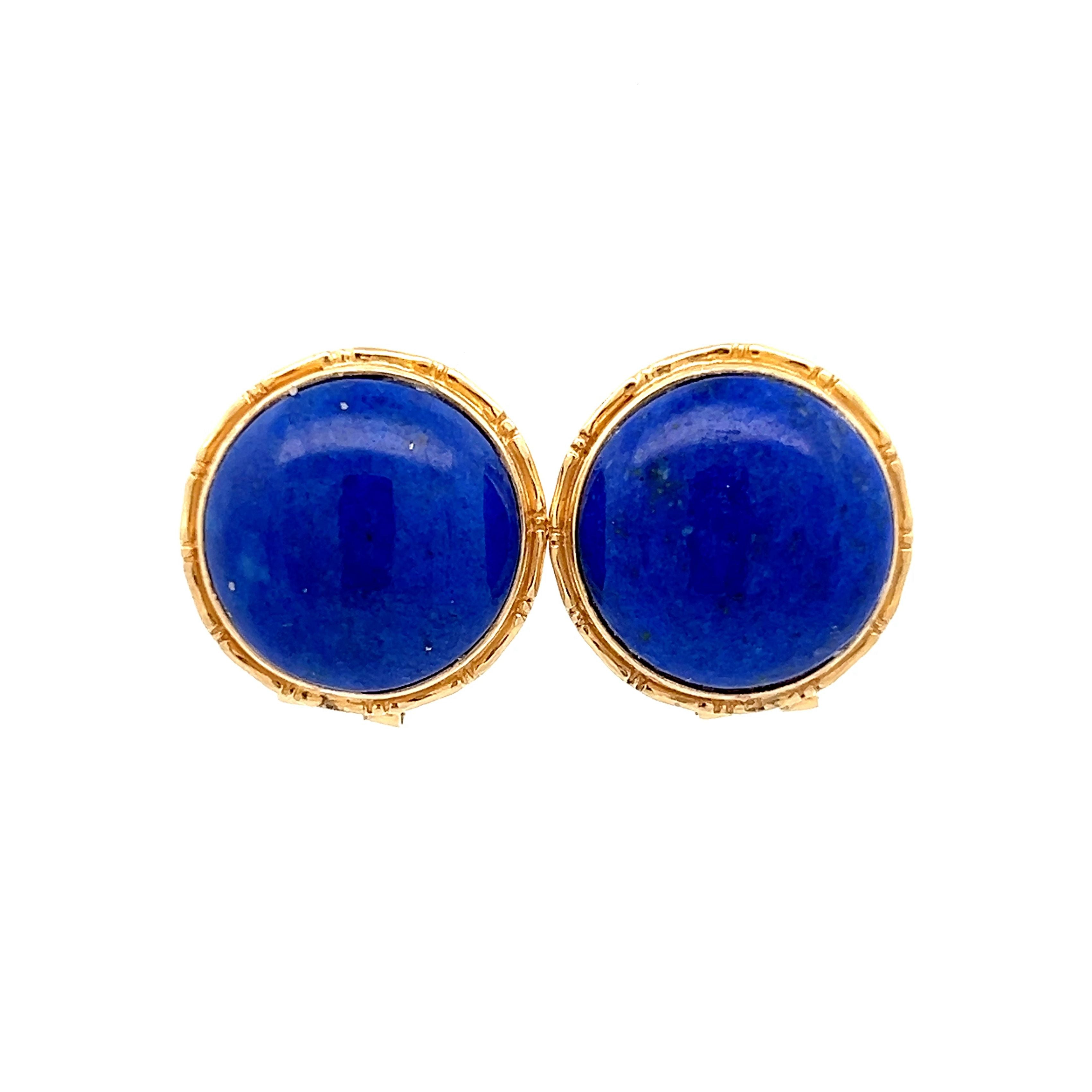 37.80 Lapis Cabochon Stud Earrings in 14k Filigree Jewelers