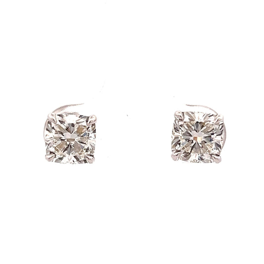 3 Carat Diamond Stud Earrings in 18k White Gold