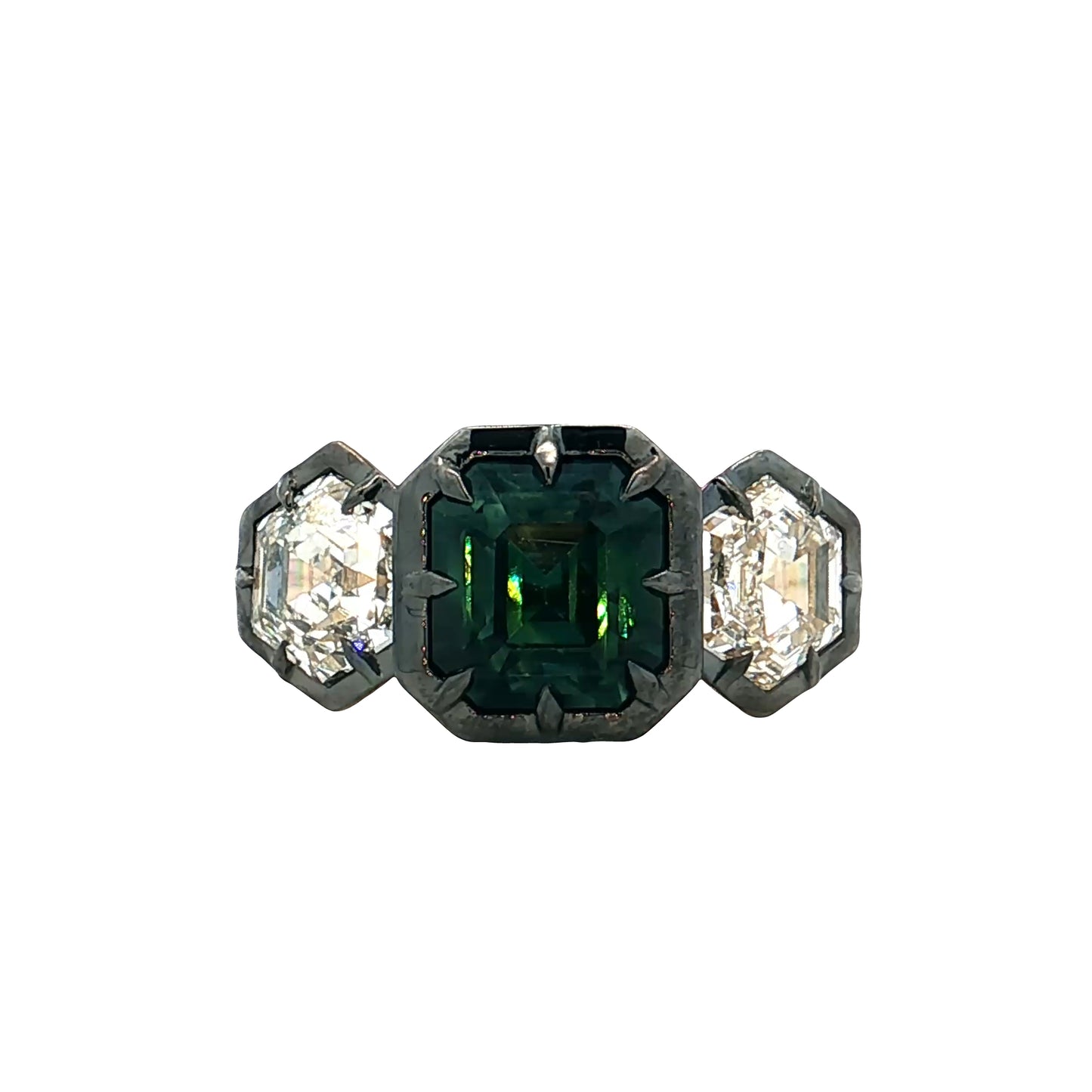 3 Carat Teal Sapphire Engagement Ring 14k Yellow Gold