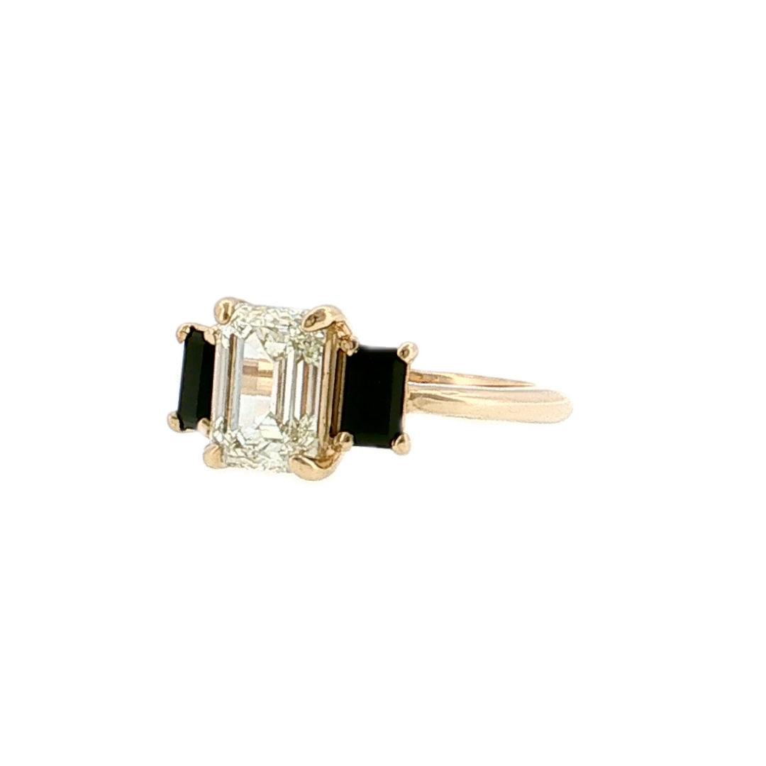 2.04 Emerald Cut Diamond Engagement Ring 14k - Left