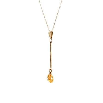 .04 Vintage Mid-Century Diamond Pendant Necklace 14k & 10k