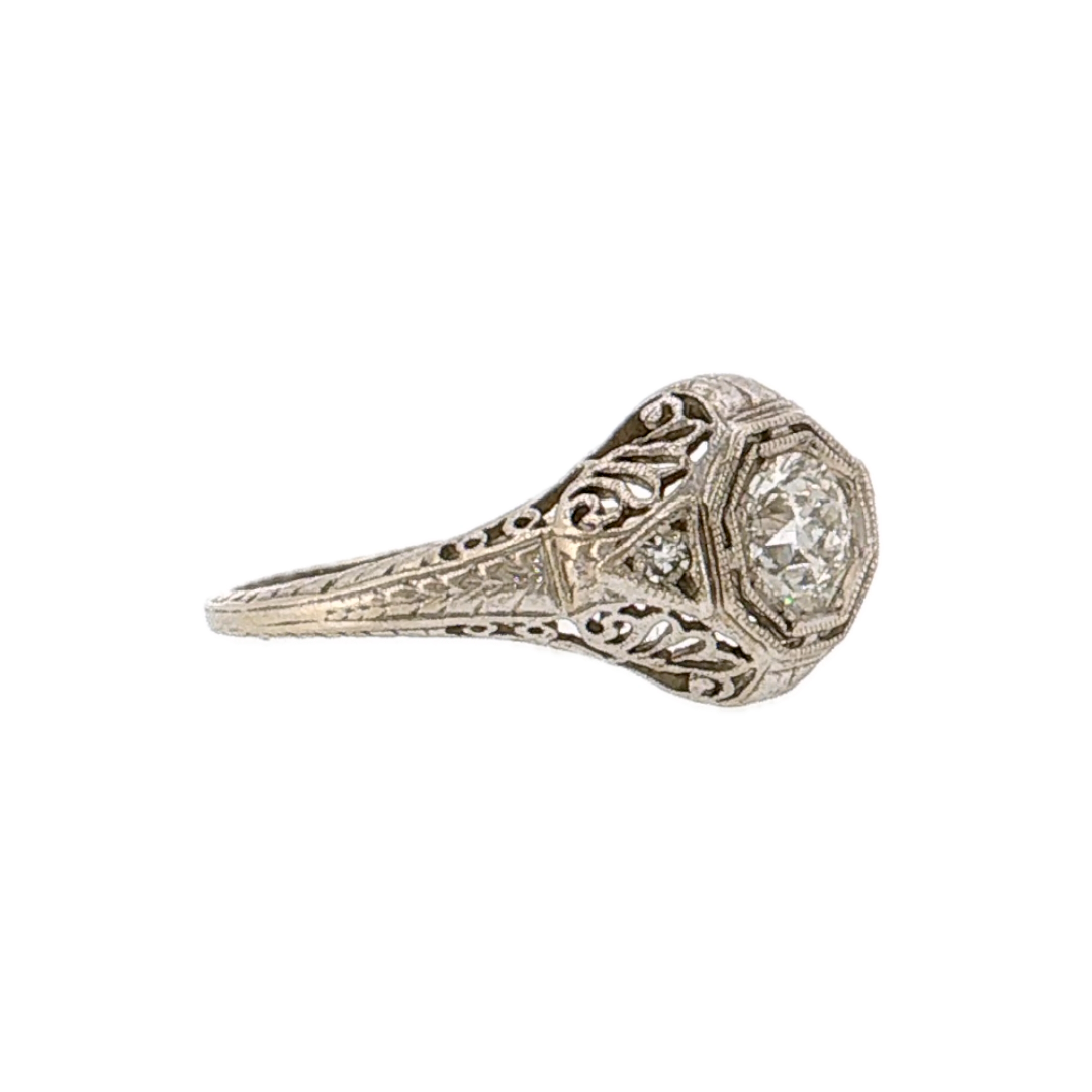 .67 Antique Old European Diamond Engagement Ring Platinum