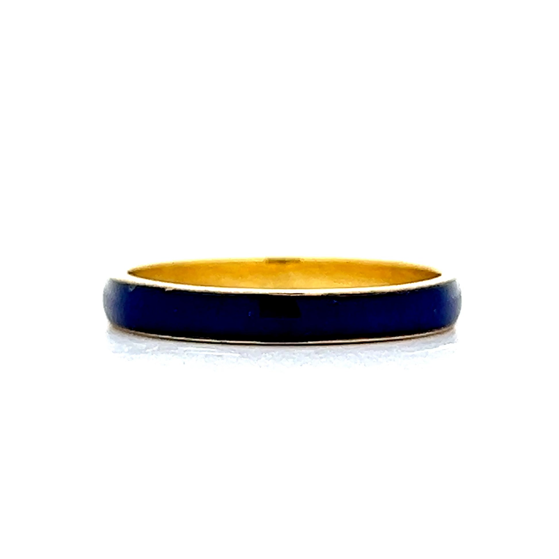 3mm Blue Enamel Stacking Band in 14k Yellow Gold
