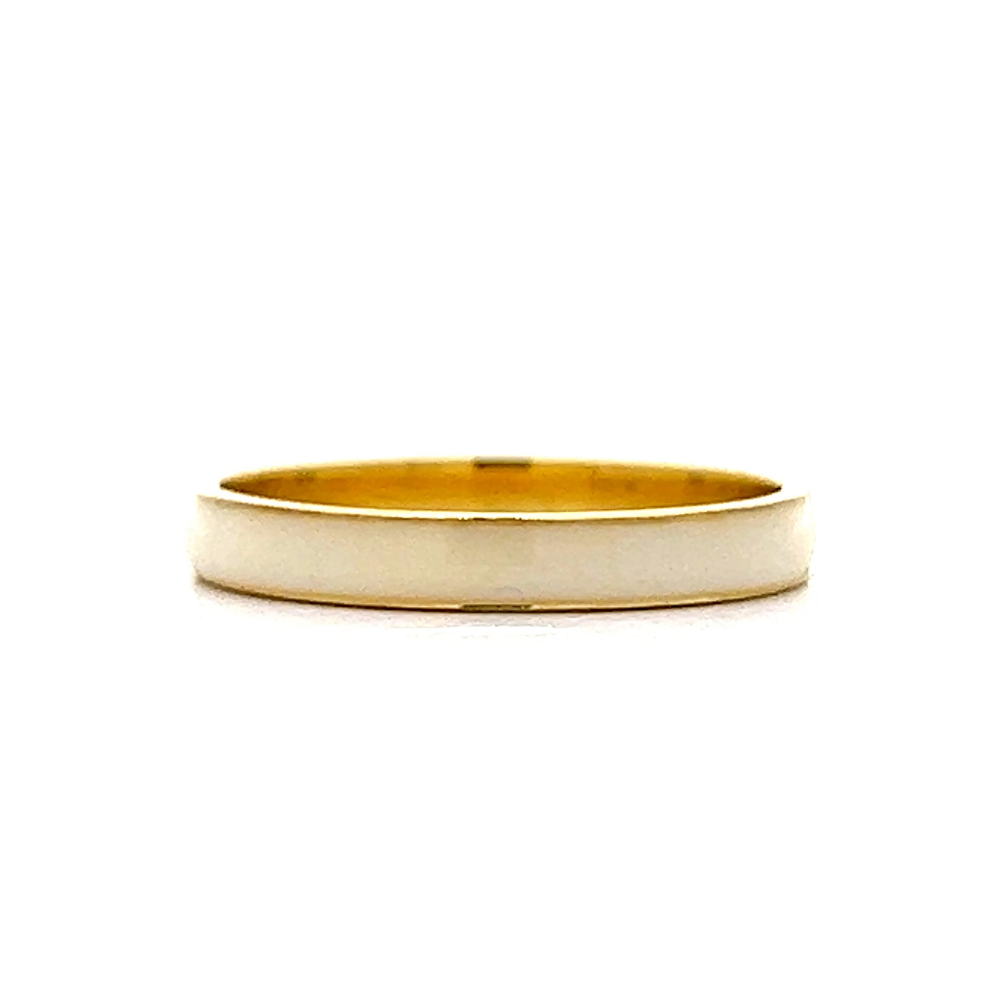 3mm White Enamel Wedding Band in 14k Yellow Gold