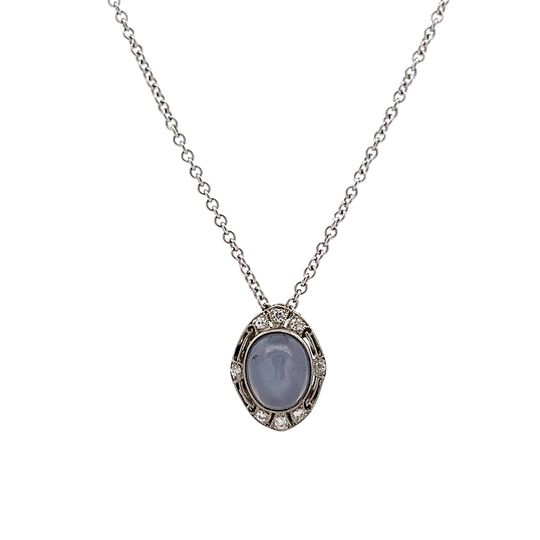 4.00 Vintage Lavender Star Sapphire Pendant in 14k/Platinum